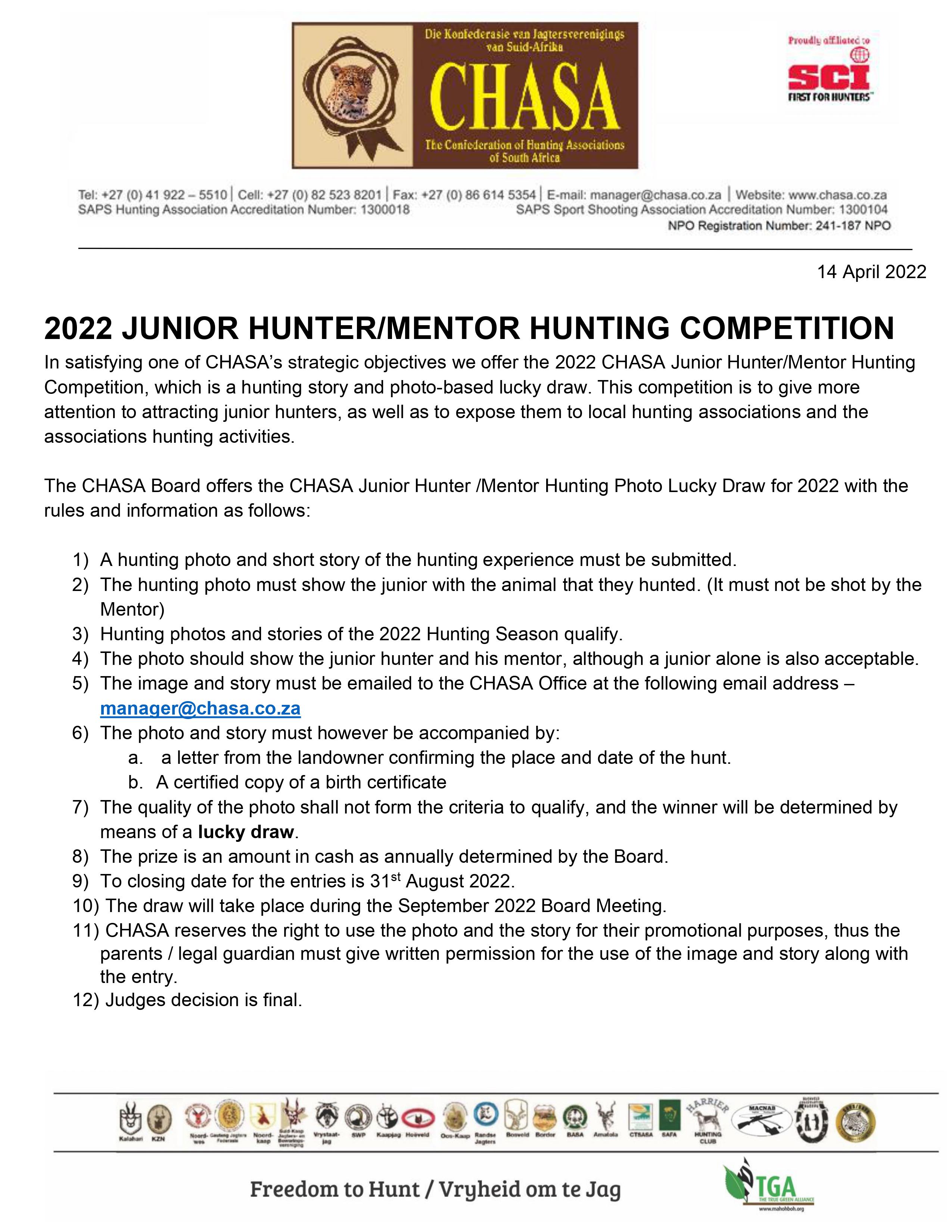2022 Junior Hunter - Mentor Hunting Competition