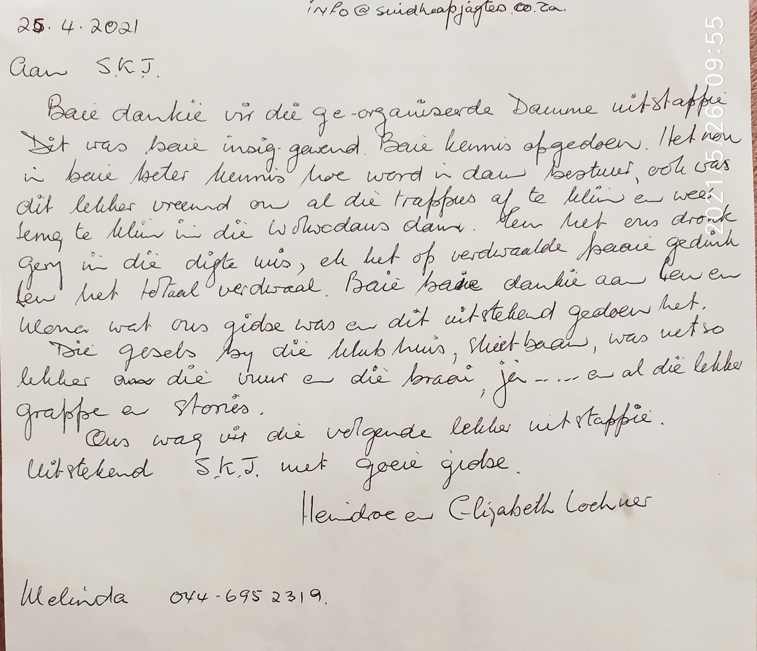 Dames uitstappie brief